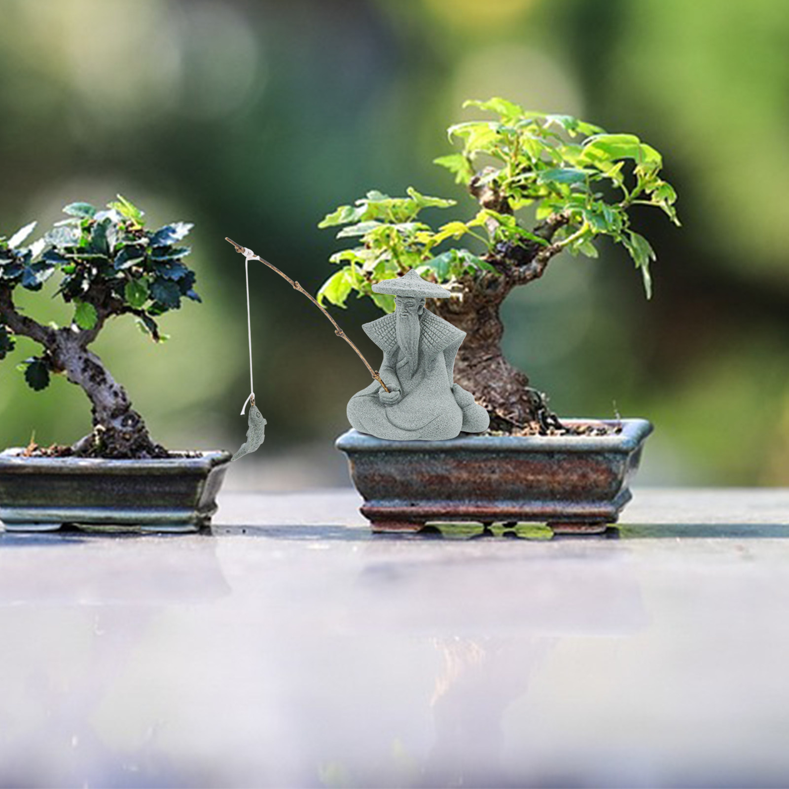 Pequena Estátua de Pescador em - Bonsai Garden Indoor avaliação e preço